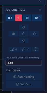 The terraForge jog panel