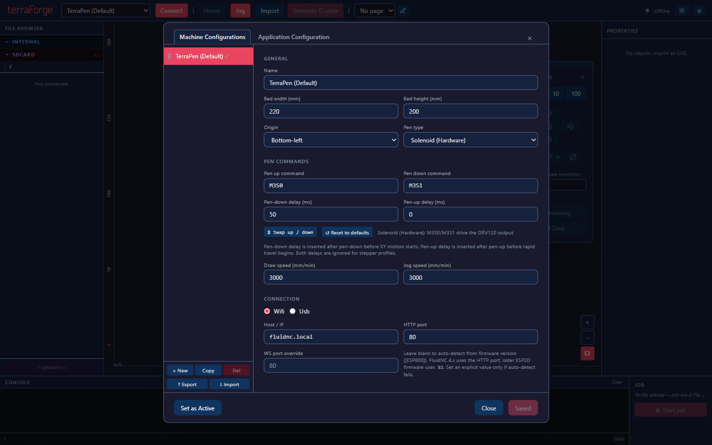 terraForge machine configuration